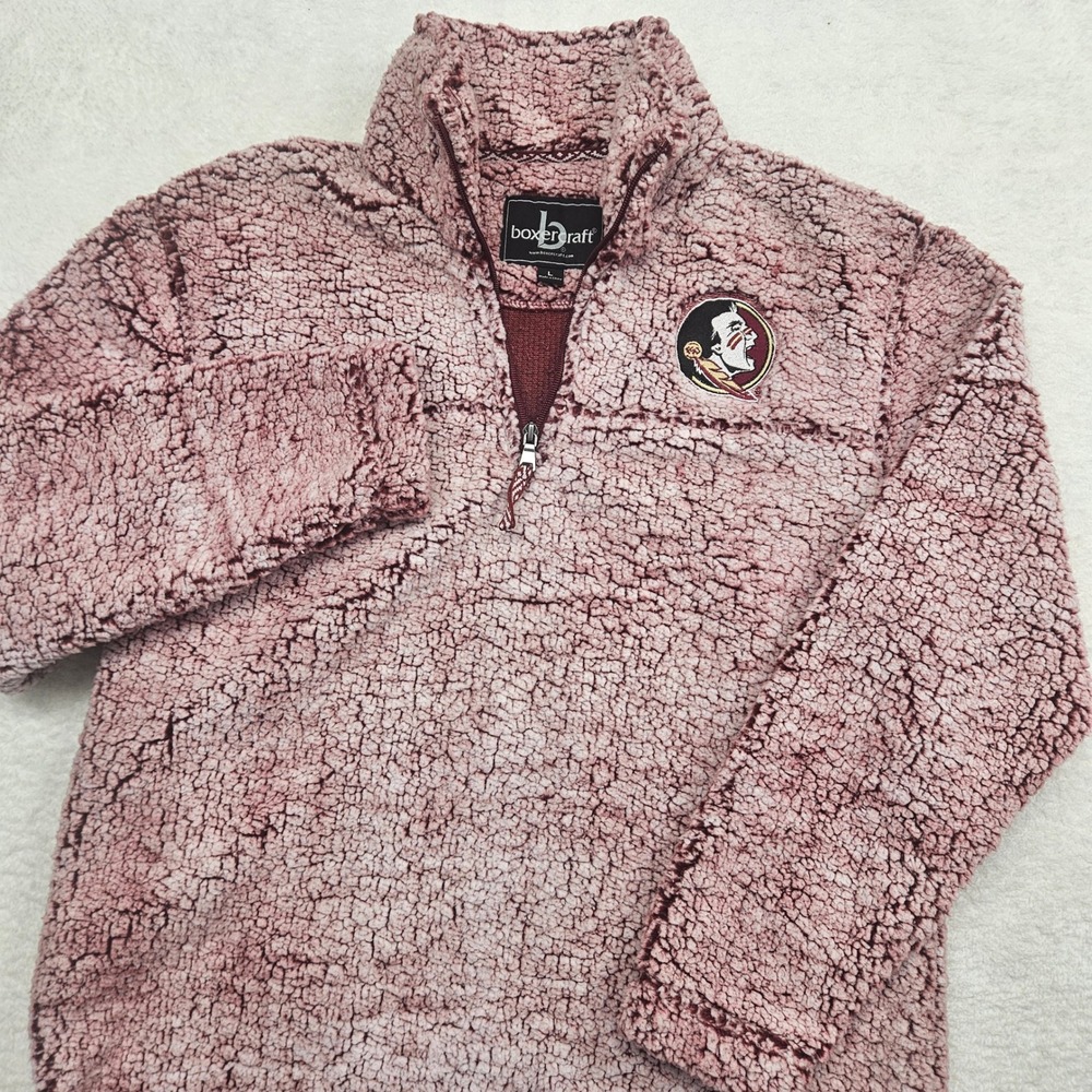 Boxercraft Florida State Seminoles Garnet Sherpa Fleece Quarter Zip Pullover L